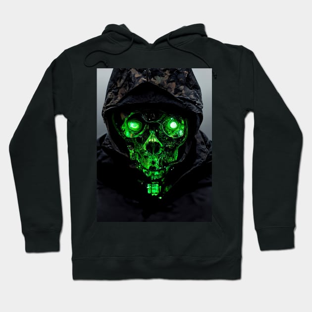 Hooded Green Mask 2 Hoodie by www.TheAiCollective.art